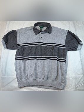 Hill&Archer Men's Vintage 90s Two-Tone Gray Striped Polo Shirt